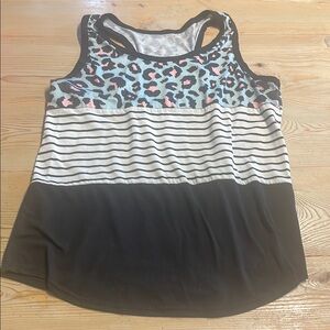 Stylish Leopard Print and Striped Women's Tank Top